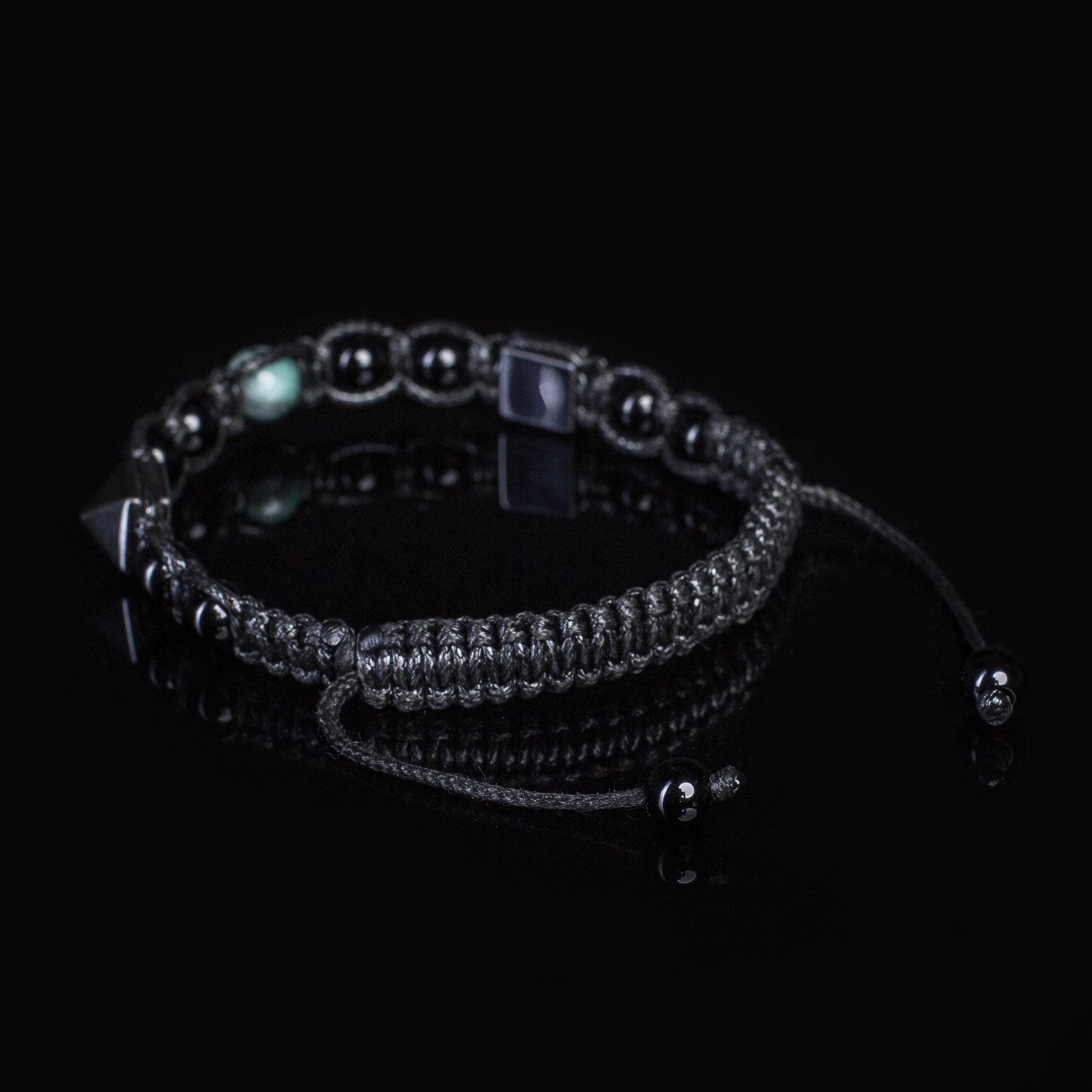 Men's bracelet with emerald, black tourmaline, hematite, blue tiger's eye. Bracelets • Matching bracelet.