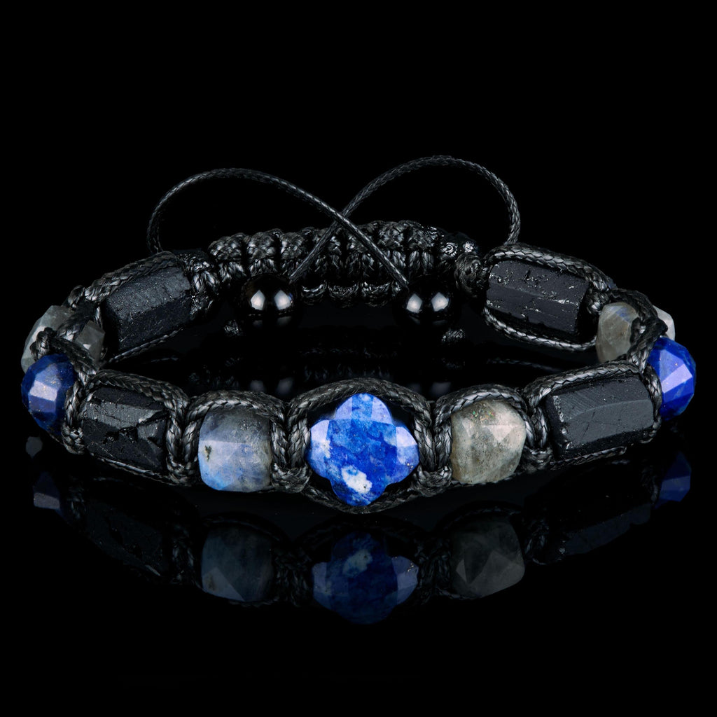 Lapis Lazuli Bracelet for Men: Labradorite, Black Tourmaline Protection Jewelry