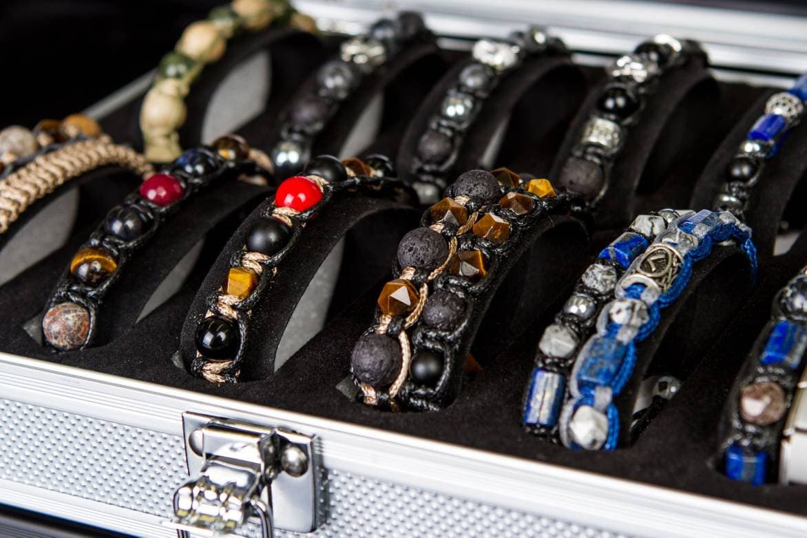 Men’s Protection Bracelet with Lapis Lazuli, Onyx, Hematite & Jasper – Clarity, Stability, Inner Strength Gift for son