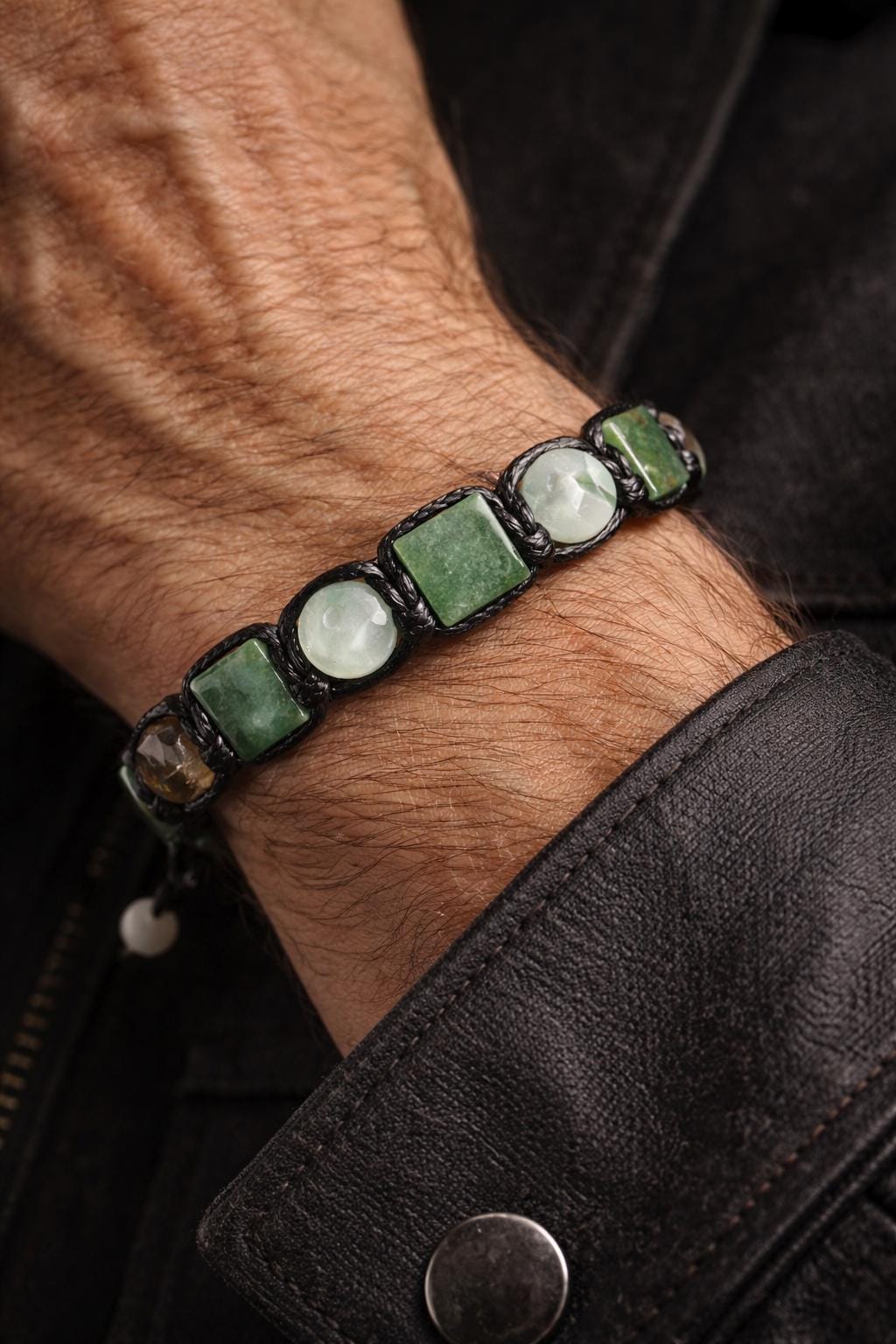 Men's Green Aventurine Healing Crystal Bracelet, Protection, Clarity, Growth Stones