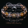 Mens Crown Bracelet Tiger Eye Hematite Black Elegant Braided Stone Bracelet 10mm Success Jewelry Gift For Boyfriend