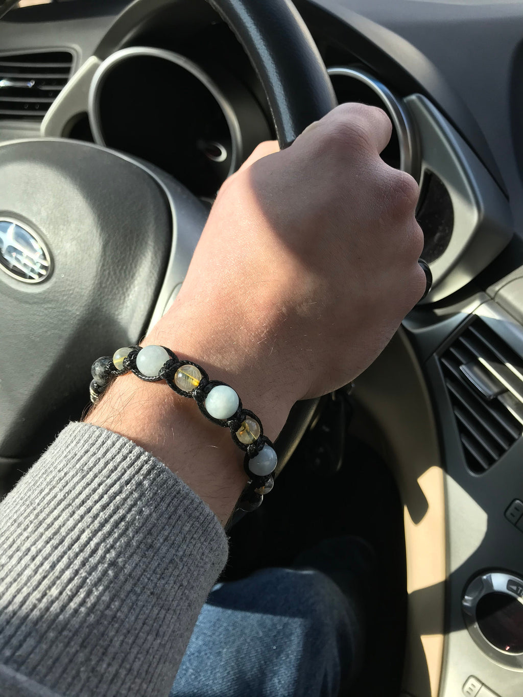 Mens bracelet Aquamarine • Citrine bracelet man• Men’s charms Confidence Yoga Bracelet Solar Plexus chakra - growth and development