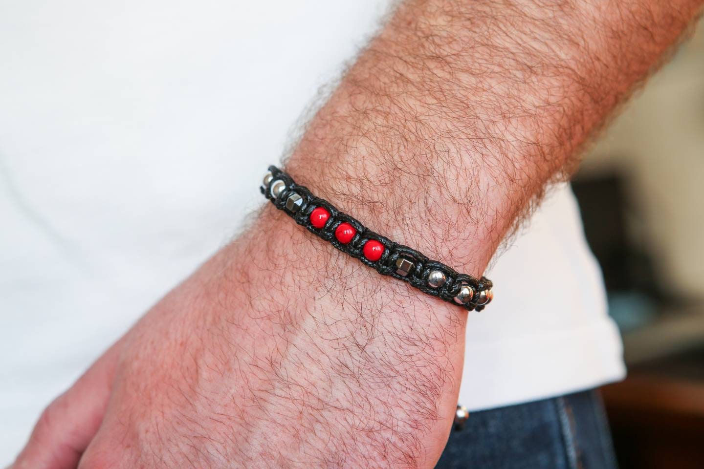 Red Coral Bracelet for Men Unisex : Exclusive Protection and Balance Jewelry • Red Gemstone Bracelet • Mindfulness Jewelry • Gift for Him