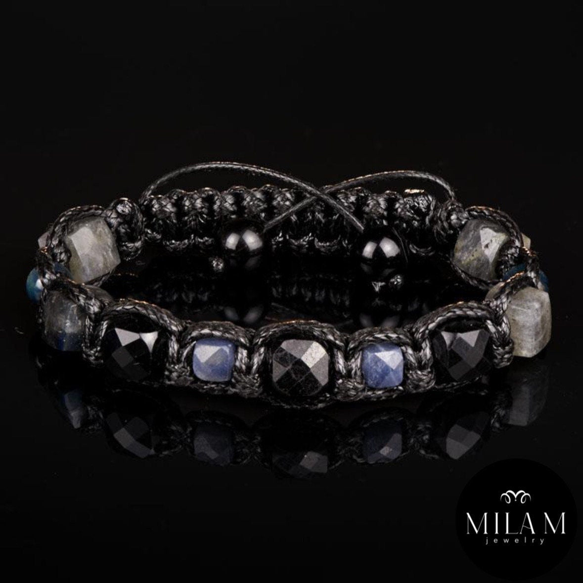 Men's Sapphire Bracelet • Black Tourmaline, Labradorite & Kyanite