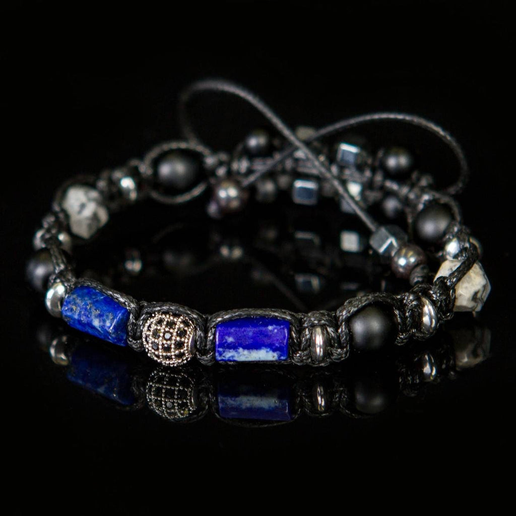Men’s Protection Bracelet with Lapis Lazuli, Onyx, Hematite & Jasper – Clarity, Stability, Inner Strength Gift for son