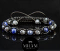 Men's Sapphire Bracelet • Lapis Lazuli & Larvikite Gemstone Beads