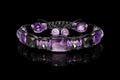 Amethyst Black Tourmaline Rose Quartz Bracelet, Handmade Gemstone Jewelry for Men