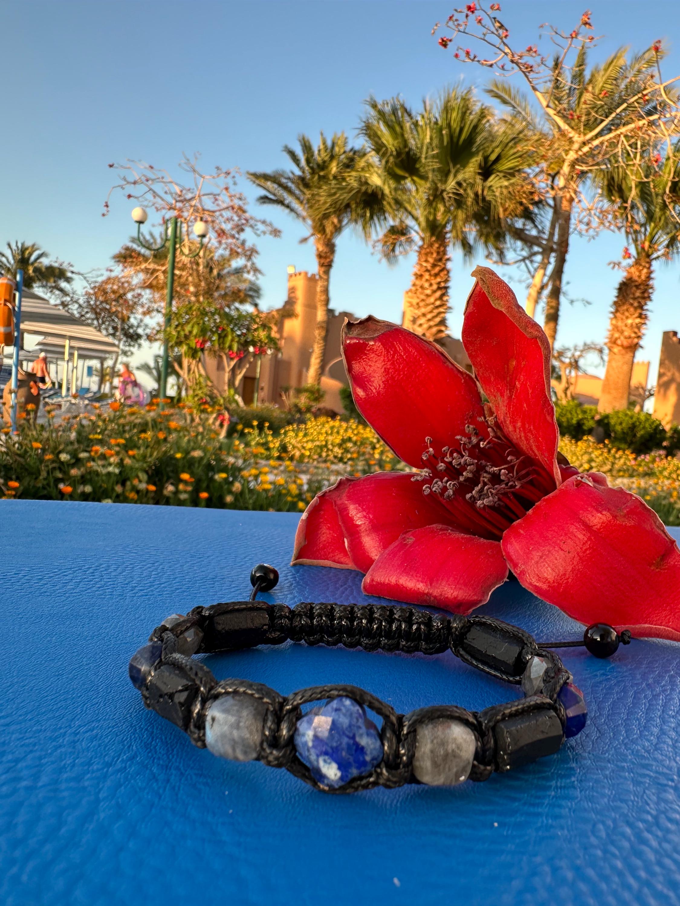 Lapis Lazuli Bracelet for Men: Labradorite, Black Tourmaline Protection Jewelry
