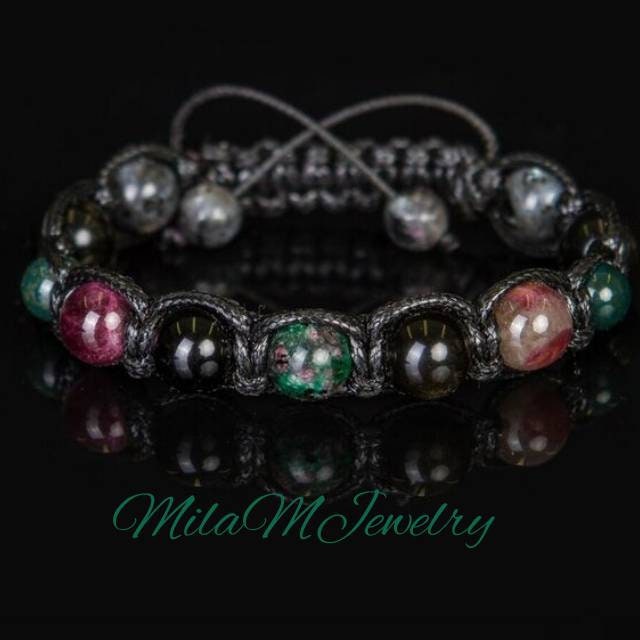 Protection bracelet for men Black tourmaline, anyolite, bloodstone bracelet men Gift for husband Exclusive Luxury bracelet stone  prosperity
