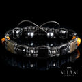 Men‘s Protection Wealth Bracelet - Black Tourmaline, Pyrite, Tiger's Eye Flat Beads - Success Amulet, Handmade Luxury Gift for Him