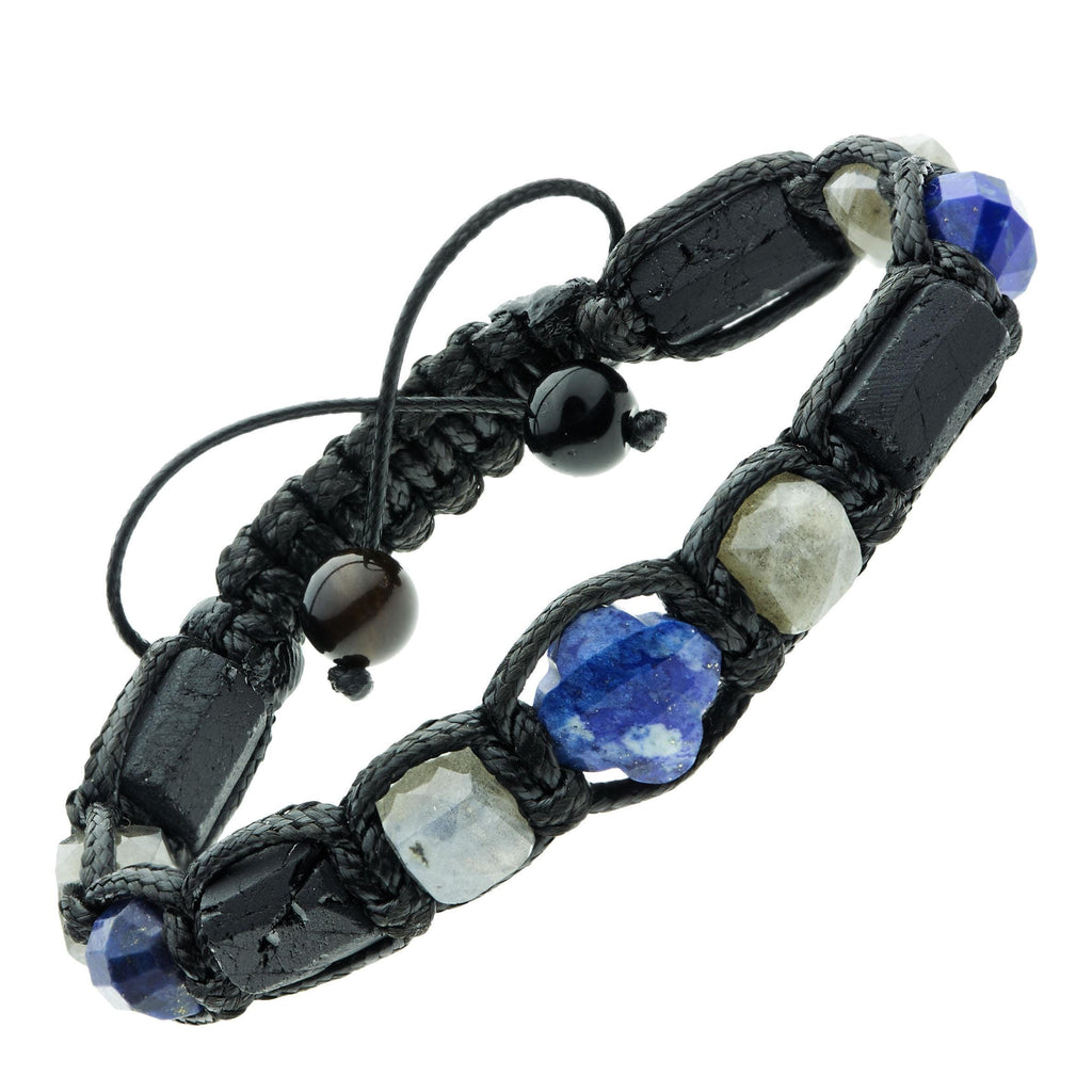 Lapis Lazuli Bracelet for Men: Labradorite, Black Tourmaline Protection Jewelry