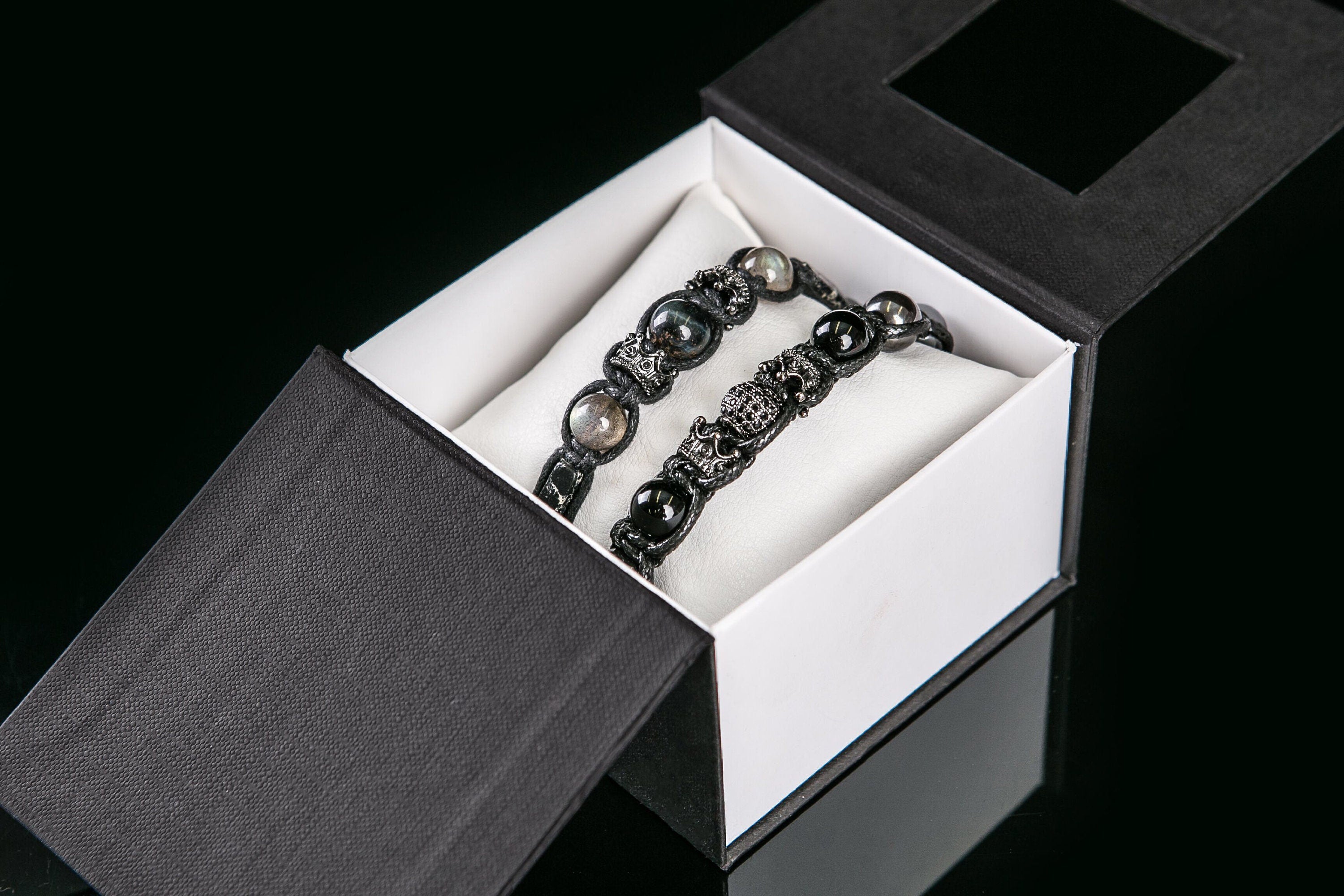 Men's Braided Bracelet: Hawk's Eye, Imperial Jasper, Hematite