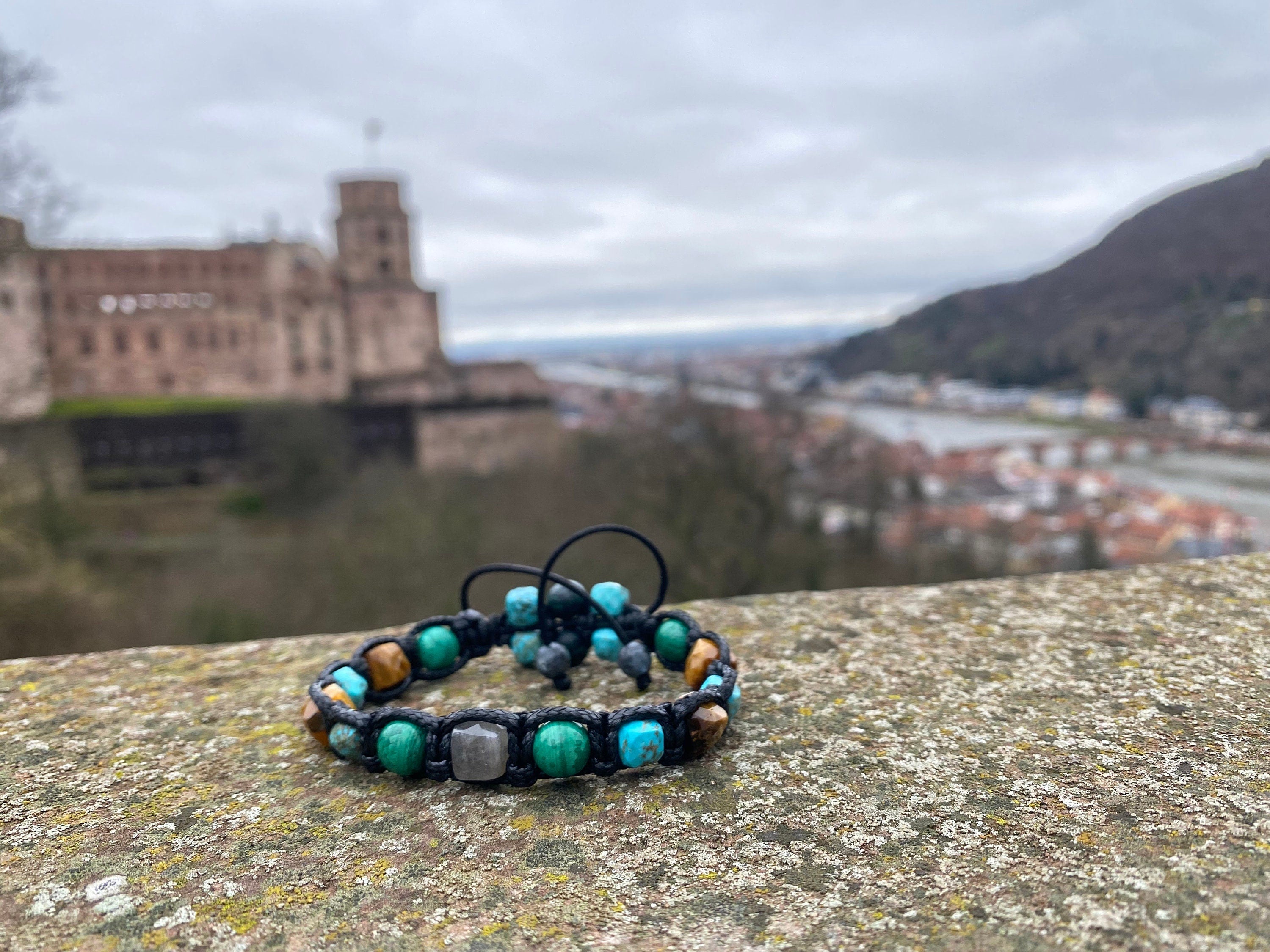 Men’s Turquoise Bracelet • Tiger Eye • Malachite • Labradorite • Emerald Fuchsite  • Protection Bracelet for Men •  Prosperity Gift •