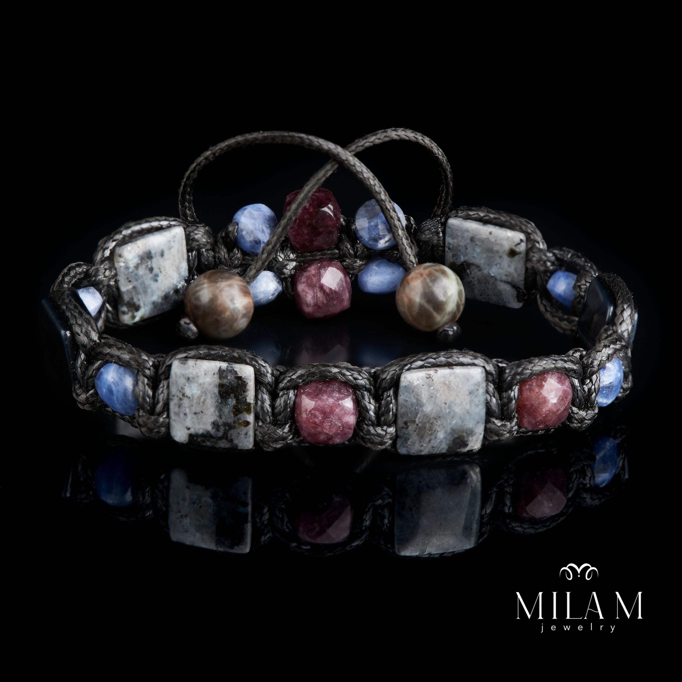 Stylish Men's Bracelet with Labradorite, Sodalite, Red Chalcedony | Natural Stone Jewelry