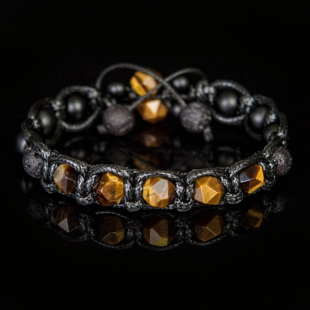 Tiger Eye Bracelet for Men – Protection Lava Rock  Black Onyx – Spiritual Gift – Grounding Energy Healing Jewelry – Matte Beads