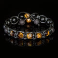 Tiger Eye Bracelet for Men – Protection Lava Rock  Black Onyx – Spiritual Gift – Grounding Energy Healing Jewelry – Matte Beads