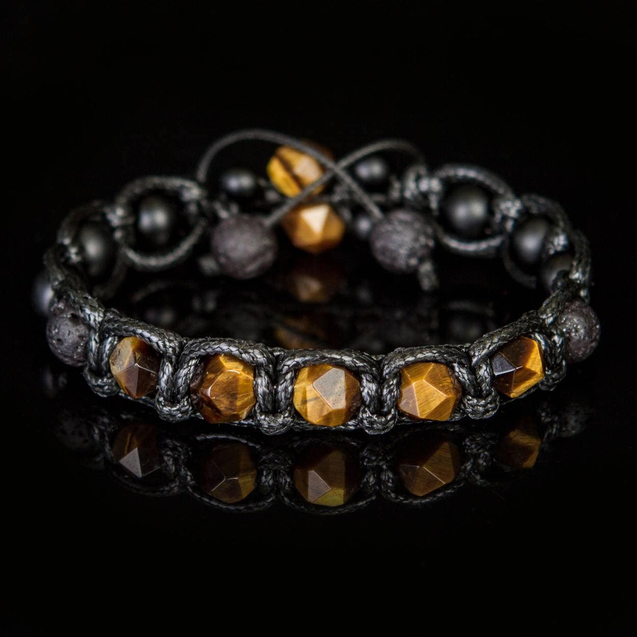 Tiger Eye Bracelet for Men – Protection Lava Rock  Black Onyx – Spiritual Gift – Grounding Energy Healing Jewelry – Matte Beads