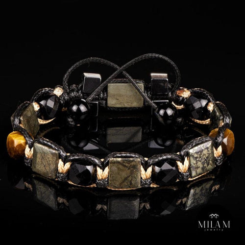 Attract Wealth with Men's Pyrite Bracelet | Black Tourmaline Jewelry | Energy of Abundance
