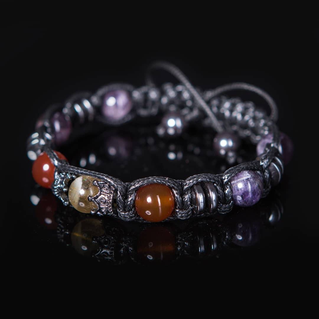 Men's Gemstone Bracelet, Citrine, Carnelian, Amethyst
