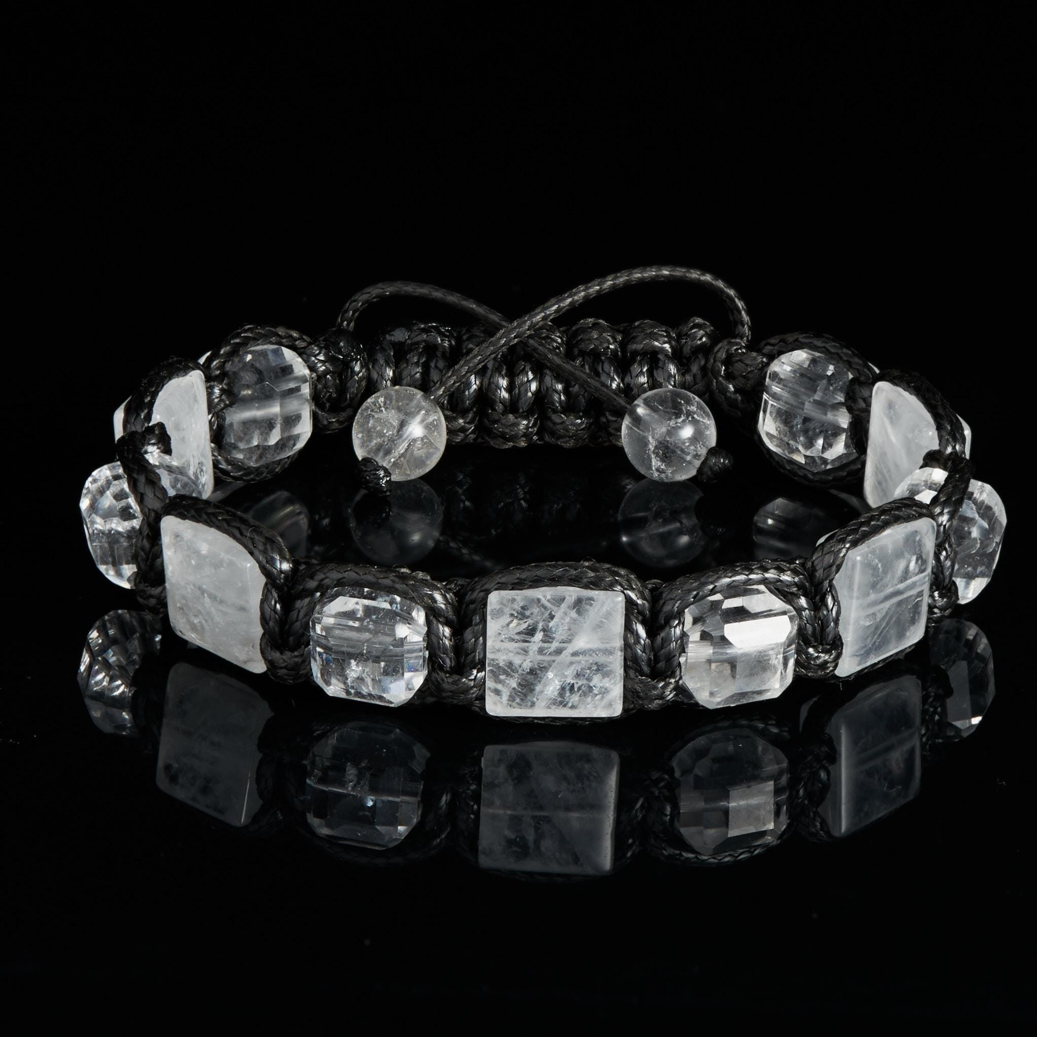 Clear Quartz Power Bracelet • Spiritual Amplifier • Master Healer Crystal • Pure Energy Men’s Bracelet • Manifestation and Focus • Handmade