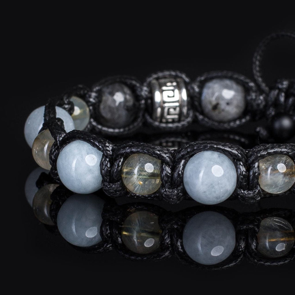 Mens bracelet Aquamarine • Citrine bracelet man• Men’s charms Confidence Yoga Bracelet Solar Plexus chakra - growth and development