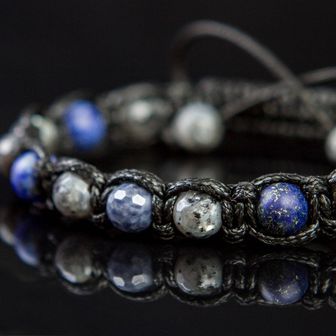 Real Sapphire Bracelet, Men's Lapis Lazuli Bracelet, Adjustable Men's Gemstone Bracelet, Husband Gift.