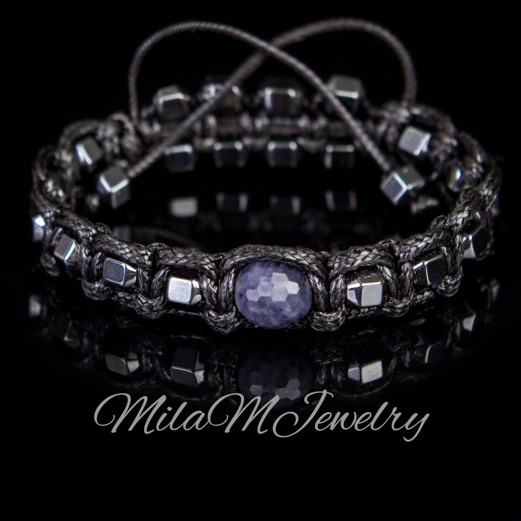 Men's Sapphire Bracelet, Minimalist Men's Gemstone Bracelet. Meaningful Gifts for Men. Bracelet of Protection and Success.