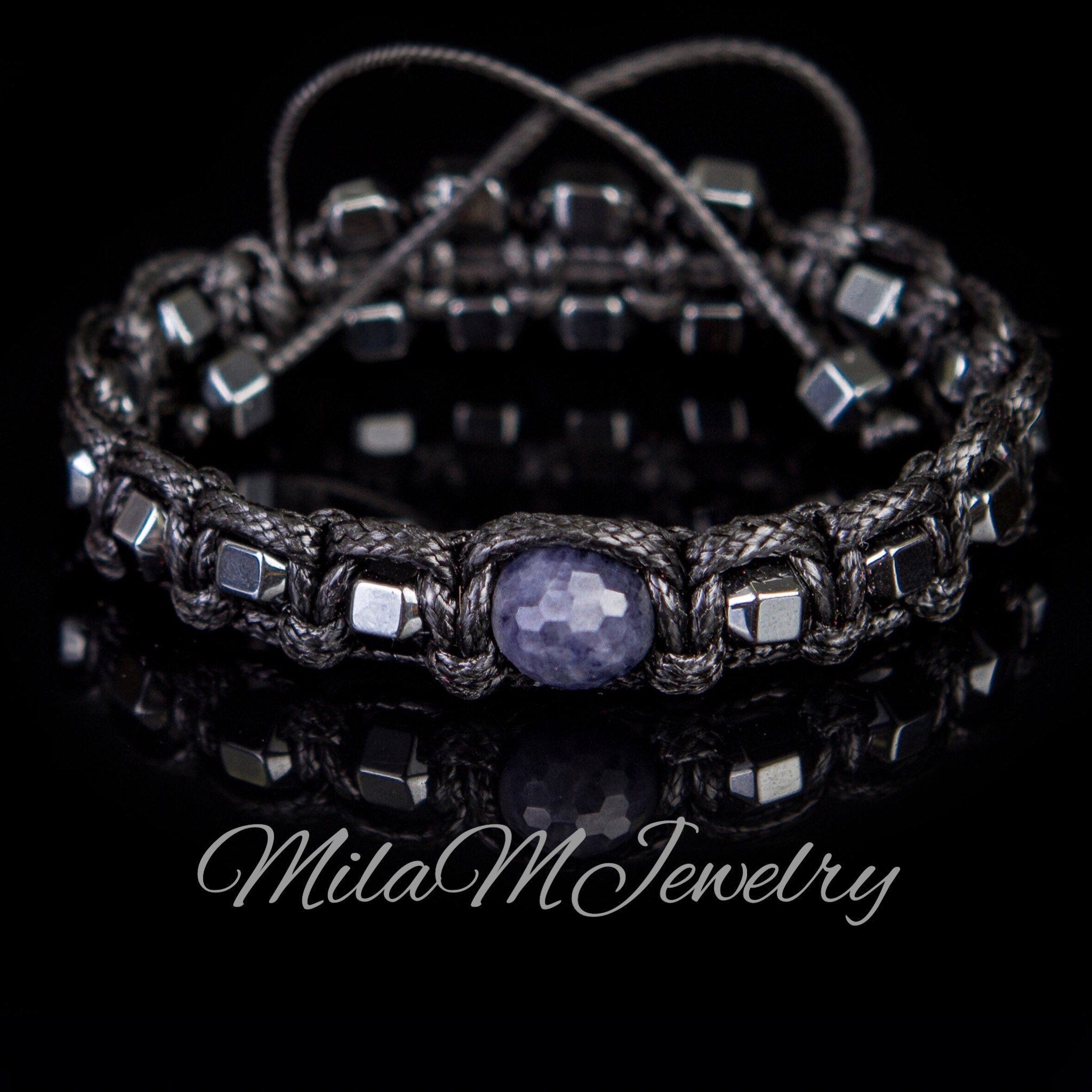 Men's Sapphire Bracelet, Minimalist Men's Gemstone Bracelet. Meaningful Gifts for Men. Bracelet of Protection and Success.