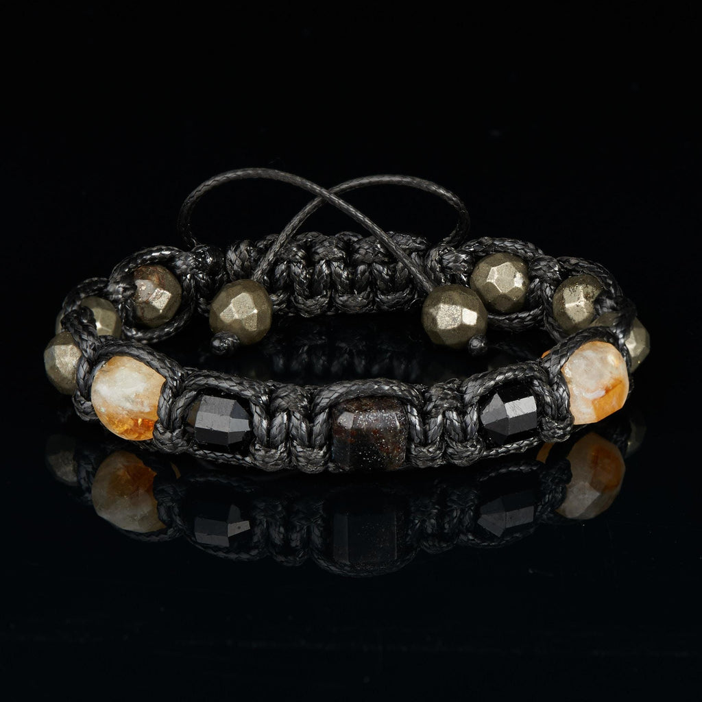 Men’s Gemstone Bracelet – Black Tourmaline Citrine Pyrite Garnet | Handmade Crystal Jewelry for Protection & Abundance