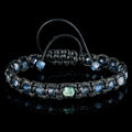 Mens Gemstone Bracelet Natural Aquamarine • Emerald Bracelet for Him | Handmade Spiritual Mens Jewelry