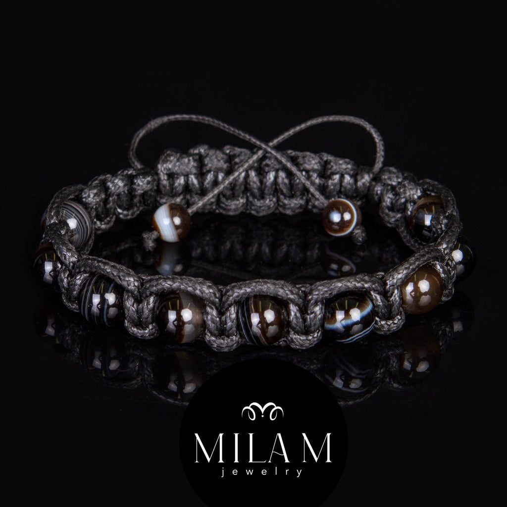 Black Onyx Beaded Bracelet: Elegant Gemstone Jewelry Gift
