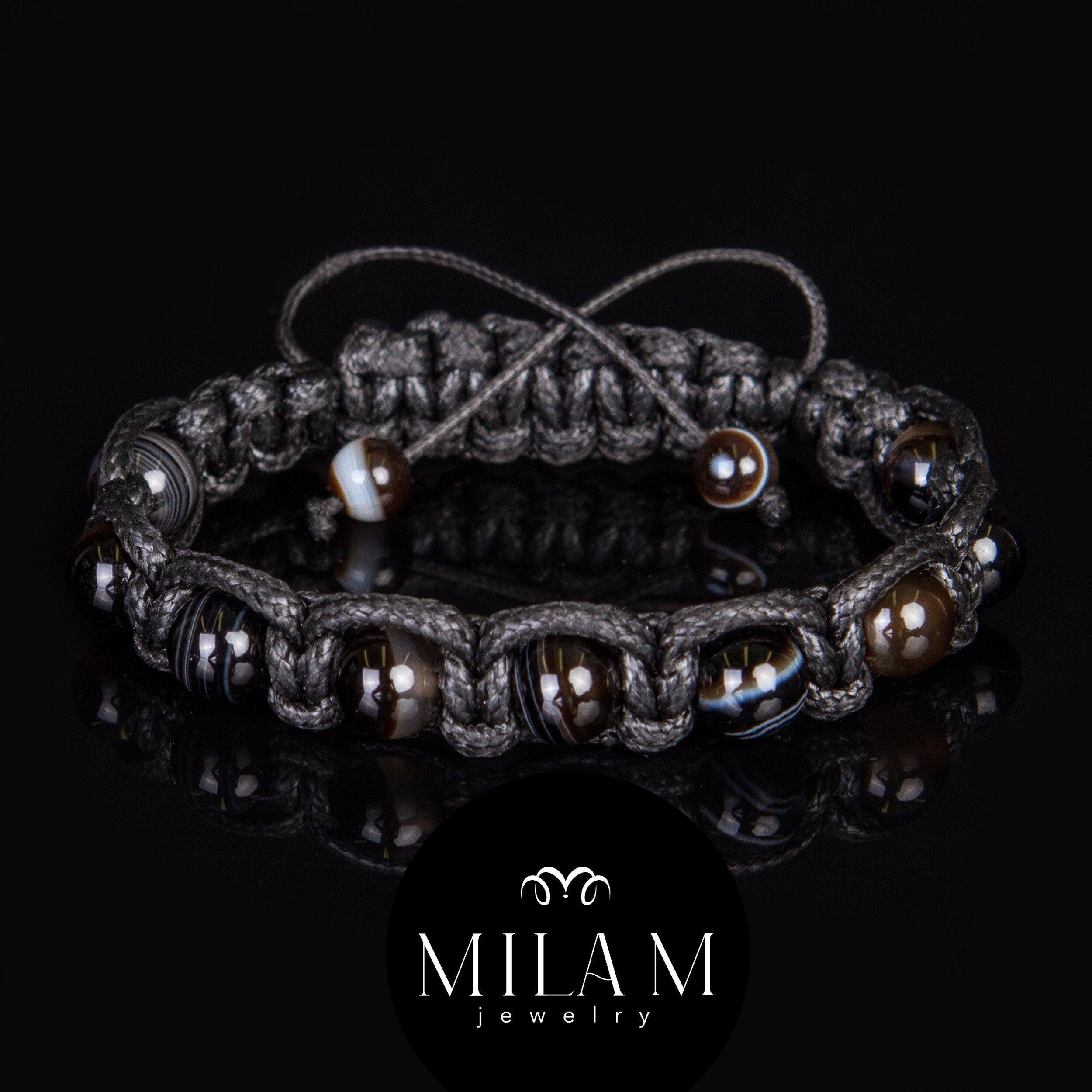 Black Onyx Beaded Bracelet: Elegant Gemstone Jewelry Gift