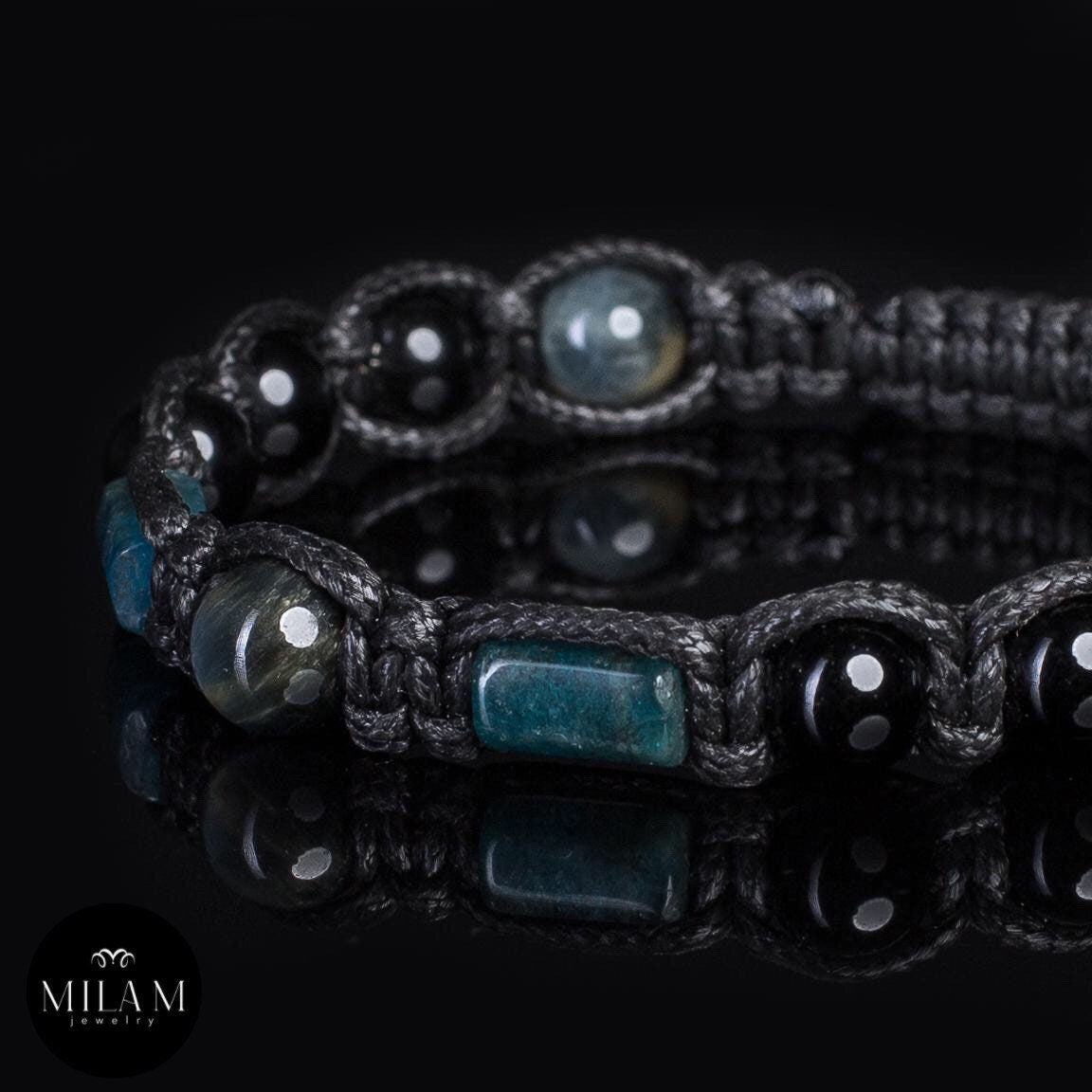 Black Tourmaline Protection Bracelet • Seraphinite Balance Bracelet • Grounding Energy Jewelry • Gift for Him