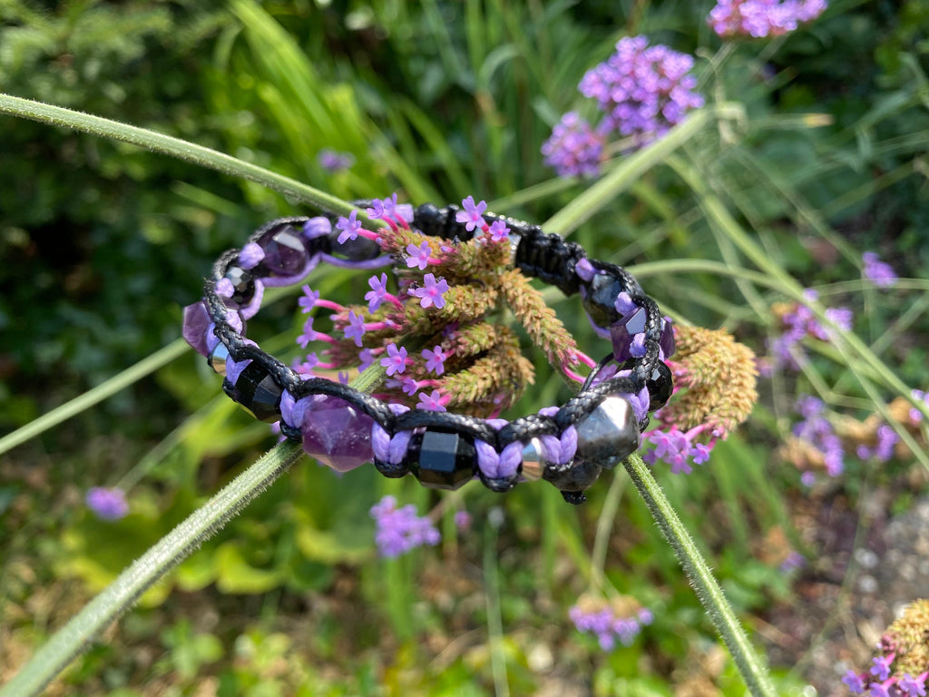 Men's Amethyst Black Tourmaline Labradorite Bracelet - Exclusive Design with Gemstone Beads and Stainless Steel