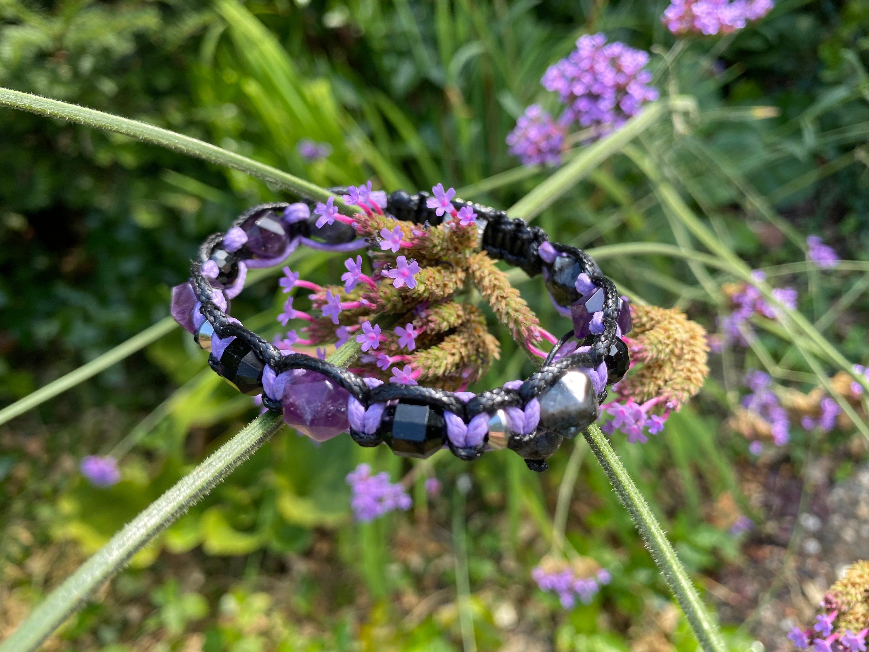 Men's Amethyst Black Tourmaline Labradorite Bracelet - Exclusive Design with Gemstone Beads and Stainless Steel