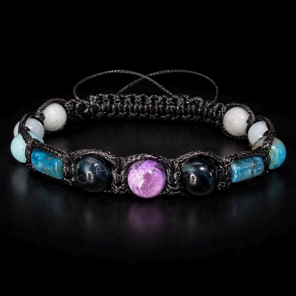 Exclusive bracelet for man, woman Chakra bracelet Lapidolite men's bracelet precious stones. Valentines Gift. Spiritual jewelry man Luxury