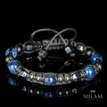 Blue sapphire bracelet men, Minimalist men's bracelet with precious stones - kyanite, hematite. Gifts for man protection success Jewelry