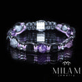 Men's Amethyst Black Tourmaline Labradorite Bracelet - Exclusive Design with Gemstone Beads and Stainless Steel