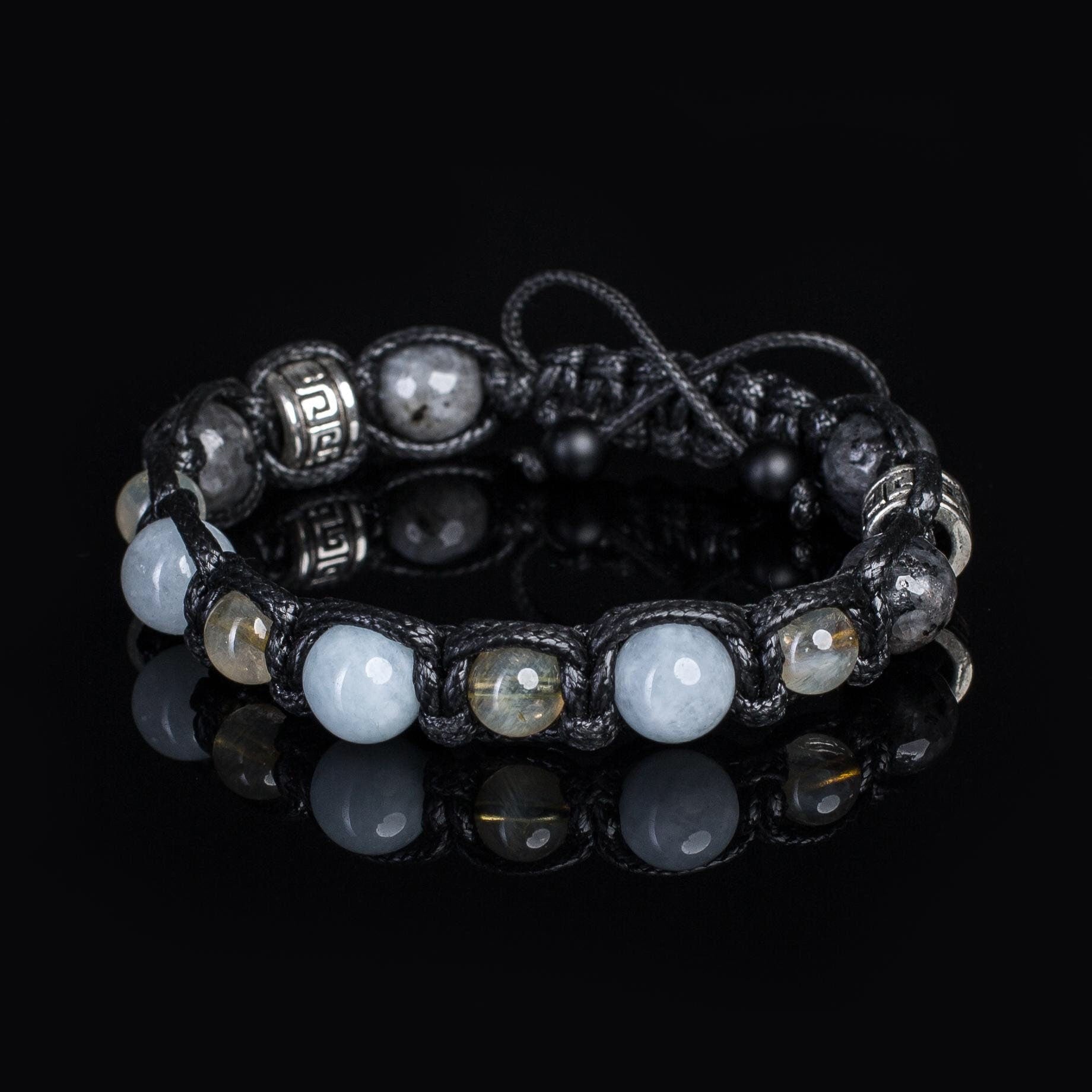 Mens bracelet Aquamarine • Citrine bracelet man• Men’s charms Confidence Yoga Bracelet Solar Plexus chakra - growth and development