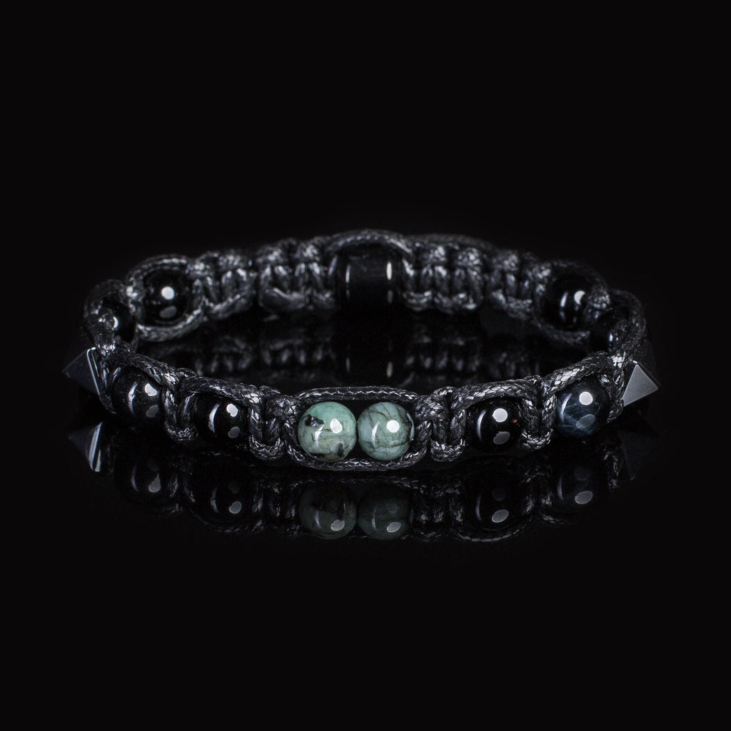 Men's bracelet with emerald, black tourmaline, hematite, blue tiger's eye. Bracelets • Matching bracelet.