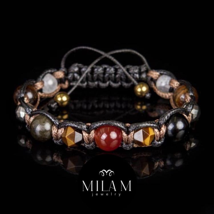 Men’s Strength Bracelet – Carnelian, Tiger Eye & Pyrite, Confidence Energy, Handmade Gift for Him, Protection Jewelry