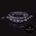 Men's Hematite Lava Stone Bracelet Set • Black Gemstone Jewelry