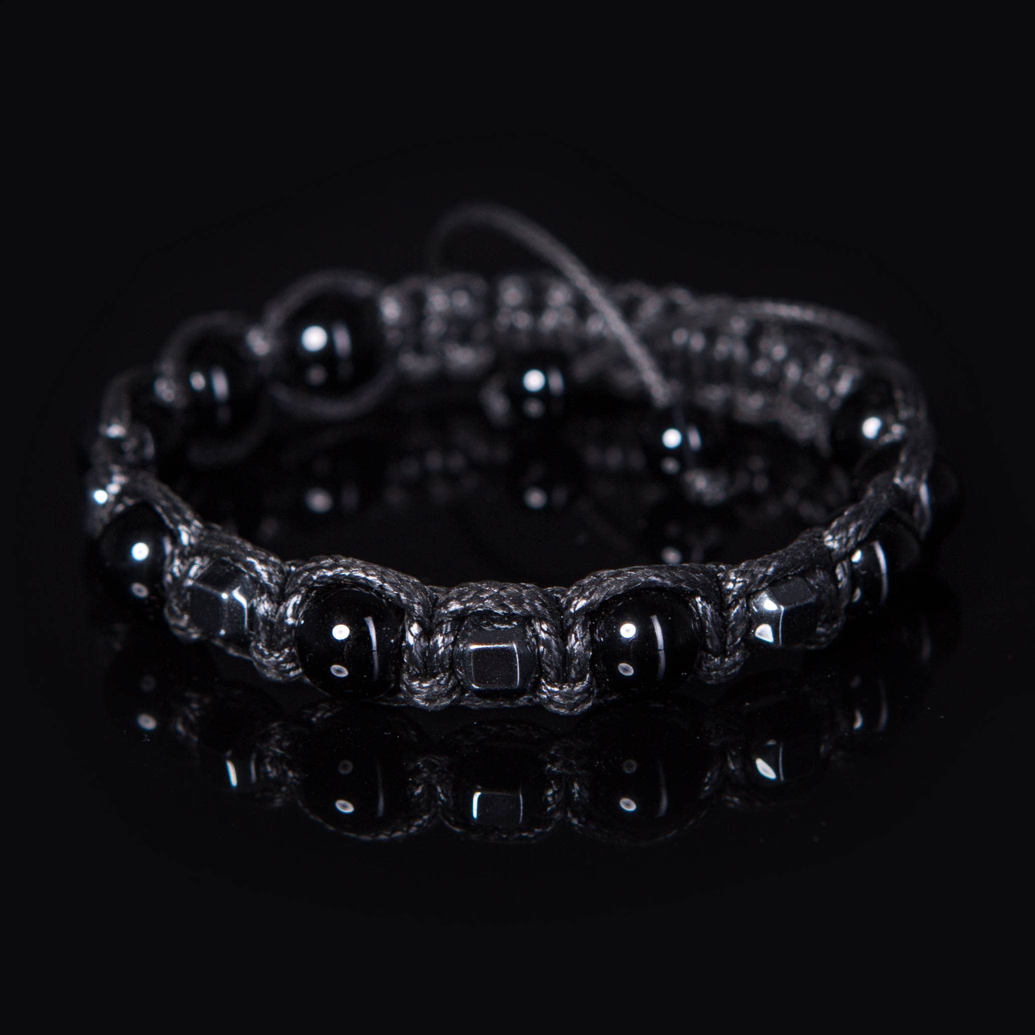 Black Men's Shamballa Bracelet with Hematite and Black Onyx. Handmade Bracelets Great Gifts for Him