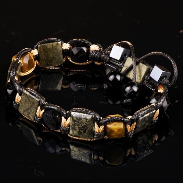 Pyrite & Black Tourmaline Bracelet: Abundance Wealth Gemstone Jewelry