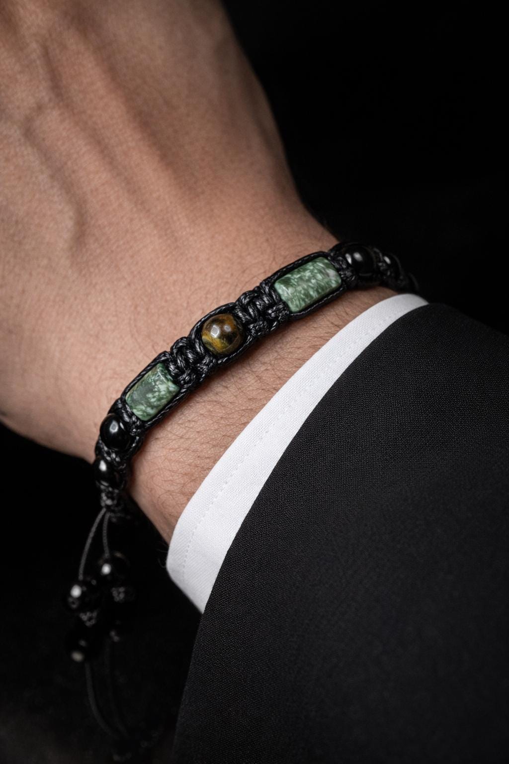 Black Tourmaline Protection Bracelet • Seraphinite Balance Bracelet • Grounding Energy Jewelry • Gift for Him