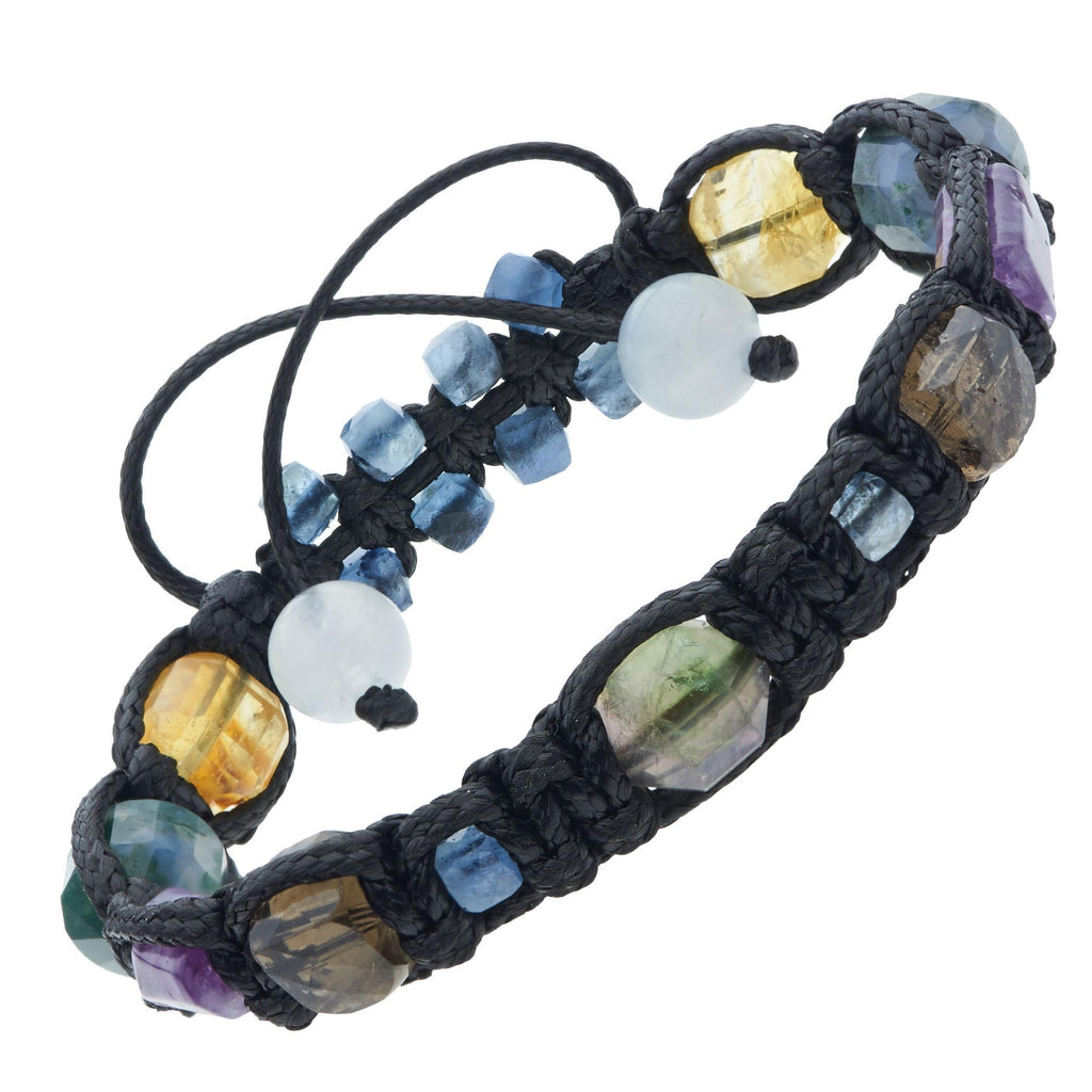 Men’s Prosperity & Abundance Bracelet – Fluorite, Aquamarine, Smoky Quartz, Lepidolite, Moss Agate, Citrine | New Spring Collection 2025