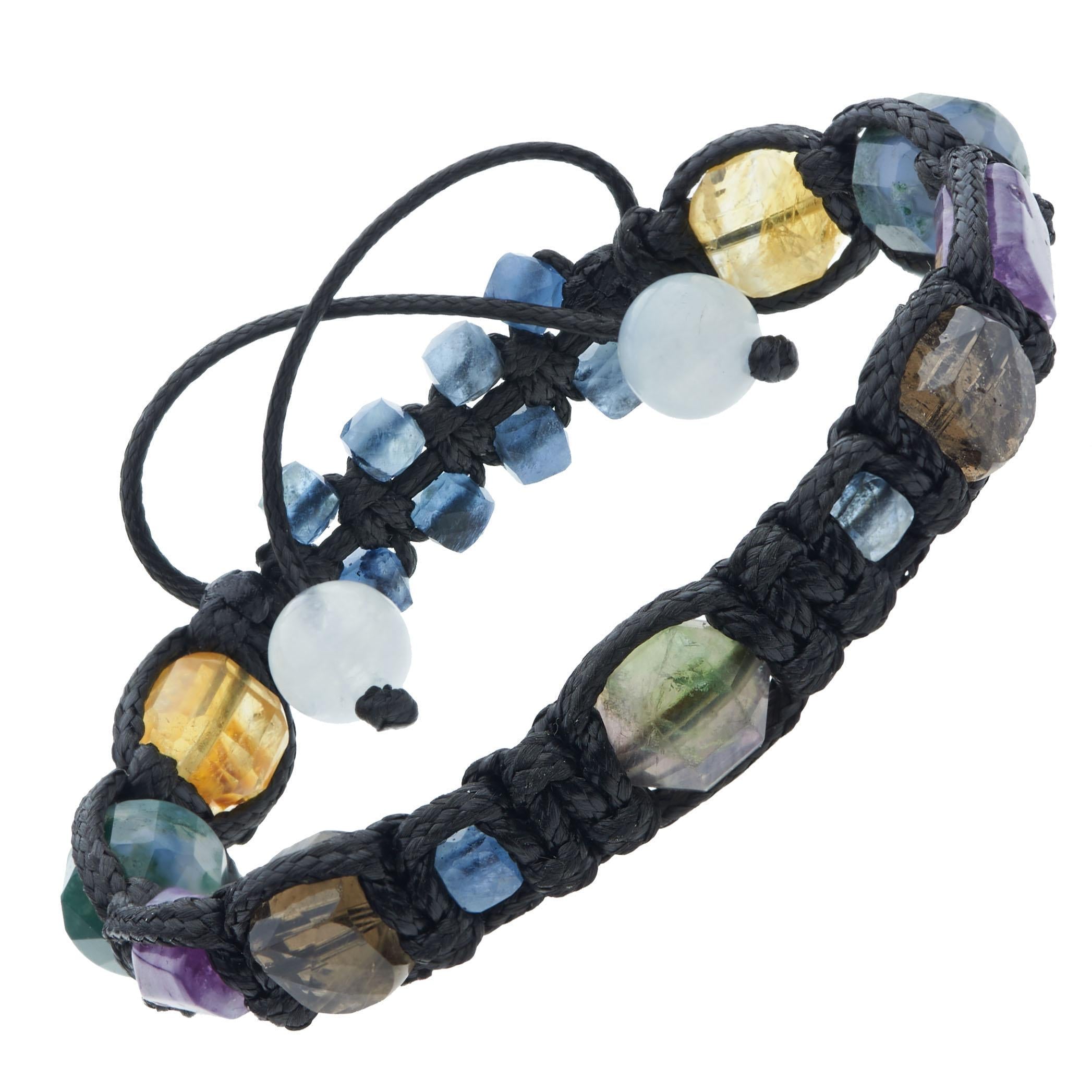 Men’s Prosperity & Abundance Bracelet – Fluorite, Aquamarine, Smoky Quartz, Lepidolite, Moss Agate, Citrine | New Spring Collection 2025