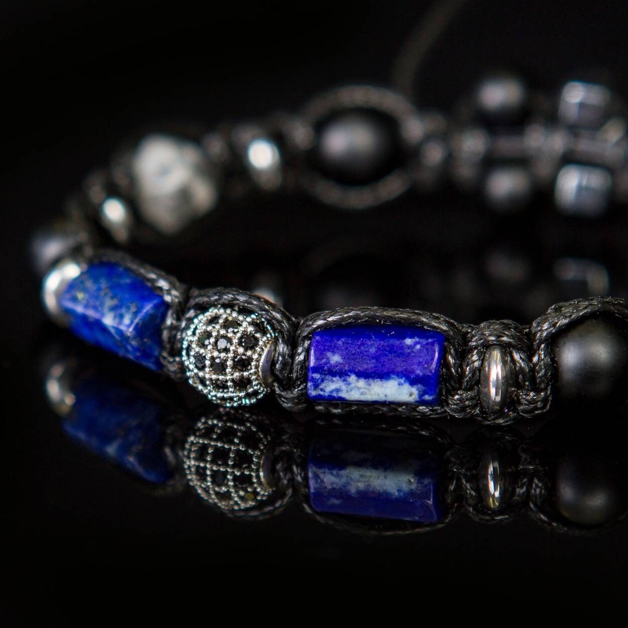 Men’s Protection Bracelet with Lapis Lazuli, Onyx, Hematite & Jasper – Clarity, Stability, Inner Strength Gift for son