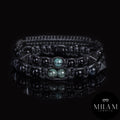 Men's bracelet with emerald, black tourmaline, hematite, blue tiger's eye. Bracelets • Matching bracelet.