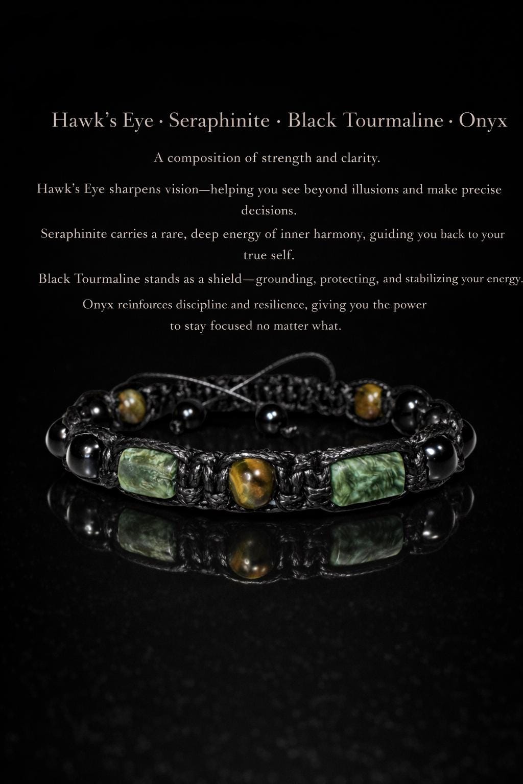 Black Tourmaline Protection Bracelet • Seraphinite Balance Bracelet • Grounding Energy Jewelry • Gift for Him